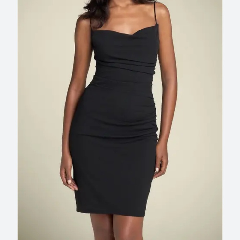 David Meister Black Ruched Dress w/ Spaghetti‎ Straps Size 10